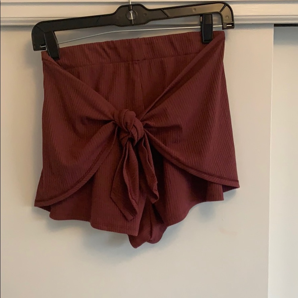 Maroon Flowy Shorts